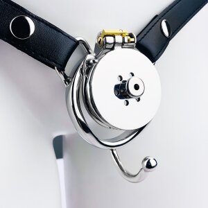 Kiotos Flache Keuschheitsvorrichtung mit Gürtel Silber