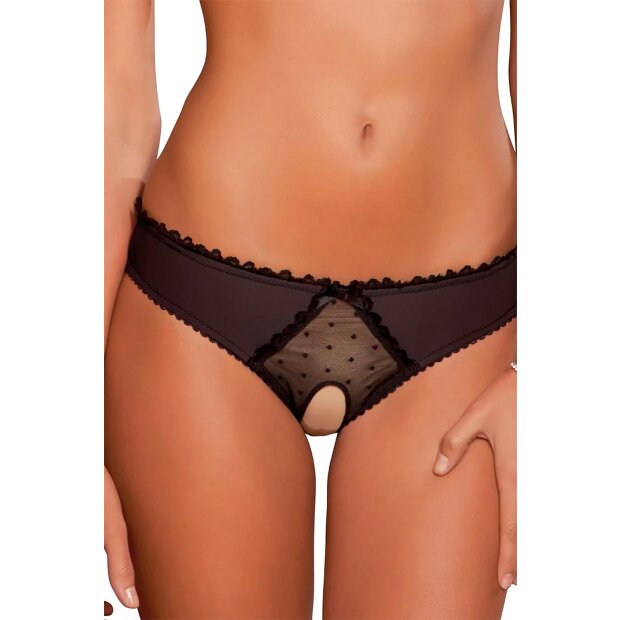 Rene Rofe Lingerie Crotchless Frills Panty Black S/M - M/L