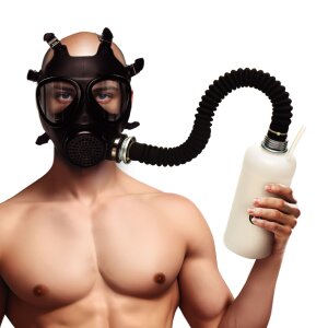 XR Brands Inhaler Gas Mask with Bottle Black & White