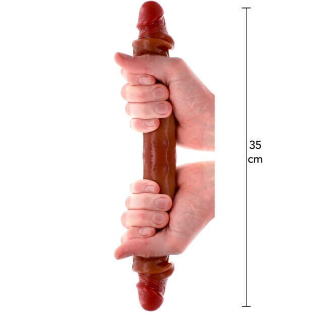 ToyJoy Get Real Silicone Foreskin Double Dong 35 cm Caramel skin tone