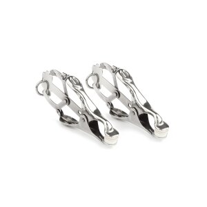 Mr. Steel Squeezer Nipple Clamps with Ring Silver
