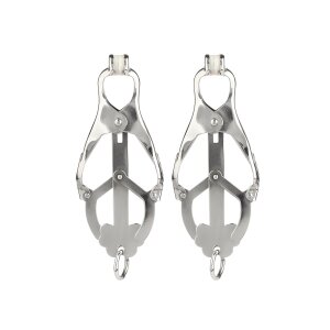 Mr. Steel Squeezer Nipple Clamps with Ring Silver