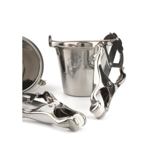 Mr. Steel Nipple Clamps with Buckets Silver