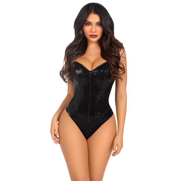 Leg Avenue Sequin Boned Crotch Bodysuit S