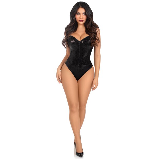 Leg Avenue Sequin Boned Crotch Bodysuit S