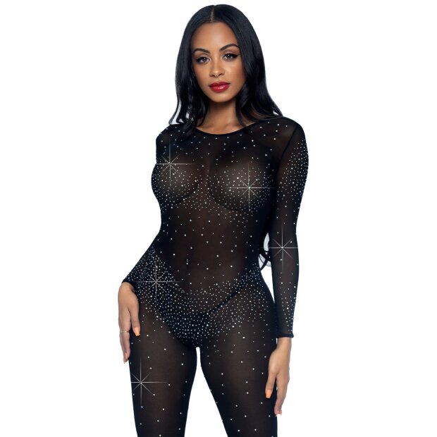 Leg Avenue Sheer Rhinestone Catsuit XS