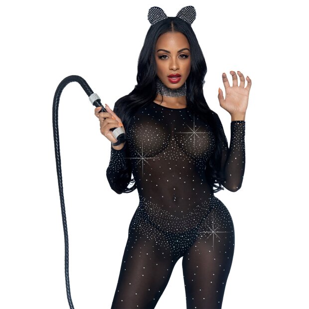 Leg Avenue Sheer Rhinestone Catsuit XS