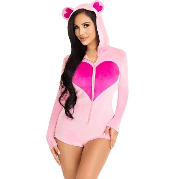 Leg Avenue Costume Teddy Bear Velvet Bodysuit Pink S - M