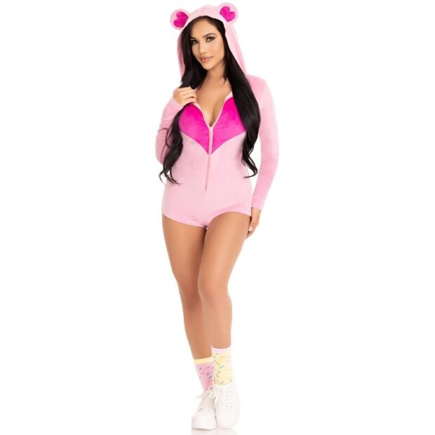 Leg Avenue Costume Teddy Bear Velvet Bodysuit Pink S - M