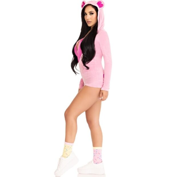 Leg Avenue Costume Teddy Bear Velvet Bodysuit Pink S - M