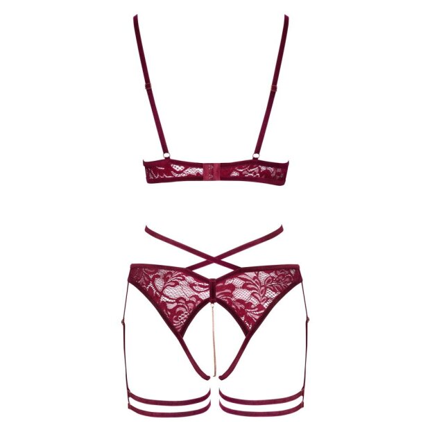 Abierta Fina Strapsset rot S - XL