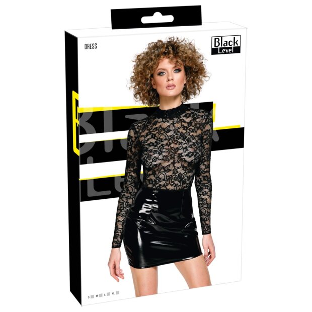 Black Level Lack Kleid mit Spitze S - XL