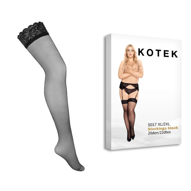 KOTEK Strapsstrümpfe schwarz XL/2XL - 3XL/4XL