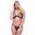 Baci - 2pc Peek-a-boo Bra & Crotchless G-string Set Black S/M - Queensize