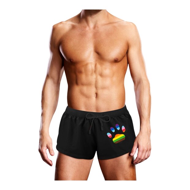 Prowler Badeshorts schwarz mit bunten Prowler Tatzenlogo S - XL