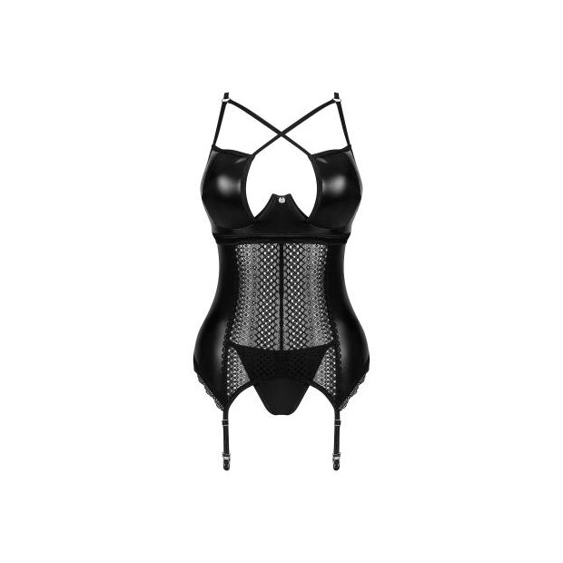 Obsessive - Norides Corset & Thong - Black XS/S - XL/XXL