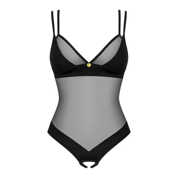 Obsessive Nesari Body mit Ouvert String schwarz XS/S - XL/XXL