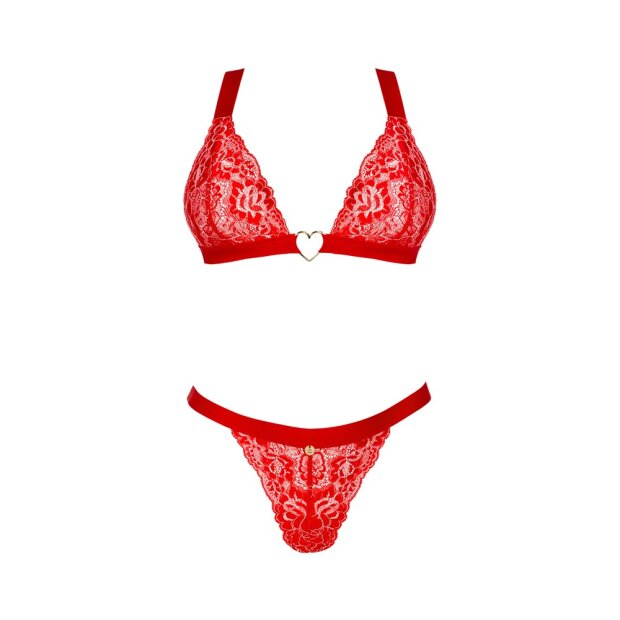Obsessive Elianes Set BH und String mit Spitze rot XS/S - XL/XXL