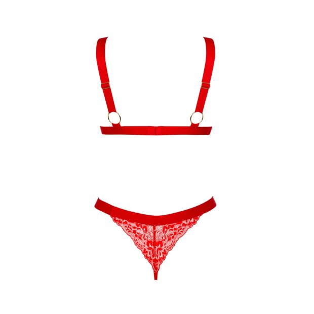 Obsessive Elianes Set BH und String mit Spitze rot XS/S - XL/XXL