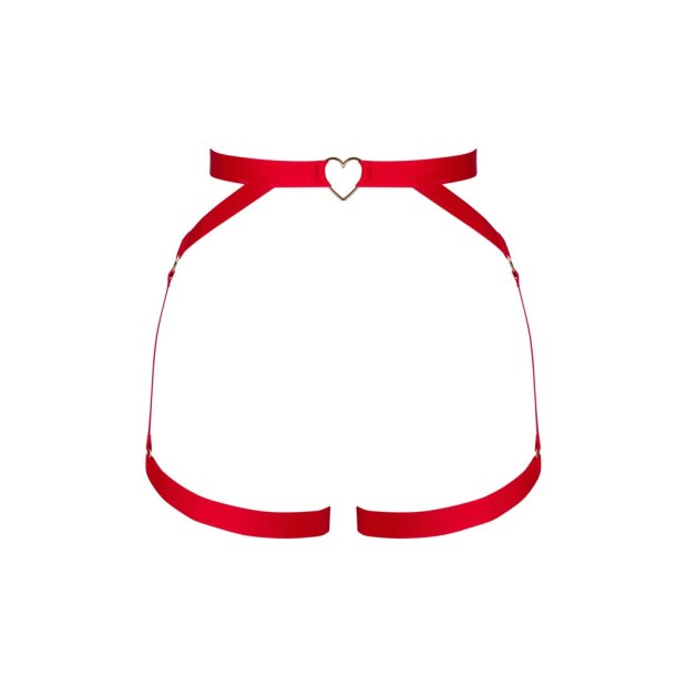 Obsessive Elianes Harness mit Schmuckherz Detail rot, gold XS/S - XL/XXL