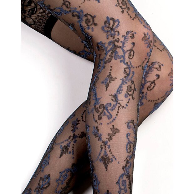 Ballerina - Fantasy Hold Ups - Stockings (20 denier) - Black & Blue - S/M - L/XL