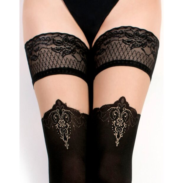 Ballerina - Fantasy Hold Ups - Stockings (50/20 denier) - Black & Transparent - S/M - L/XL