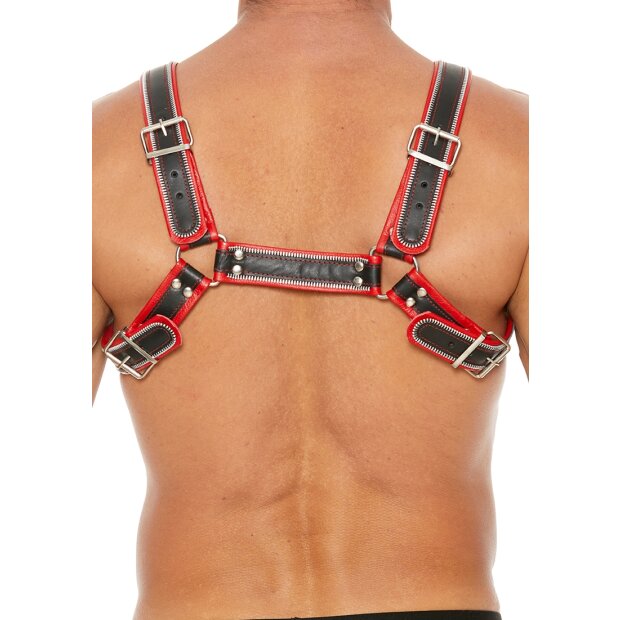 Shots Z-Serie Brustgeschirr schwarz, rot S/M - L/XL