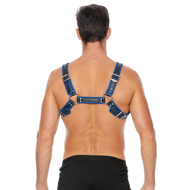Shots Leder Brustgeschirr blau S/M - L/XL