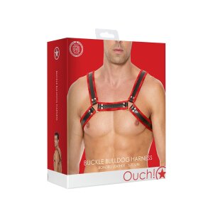 Shots Leder Brustgeschirr rot S/M - L/XL