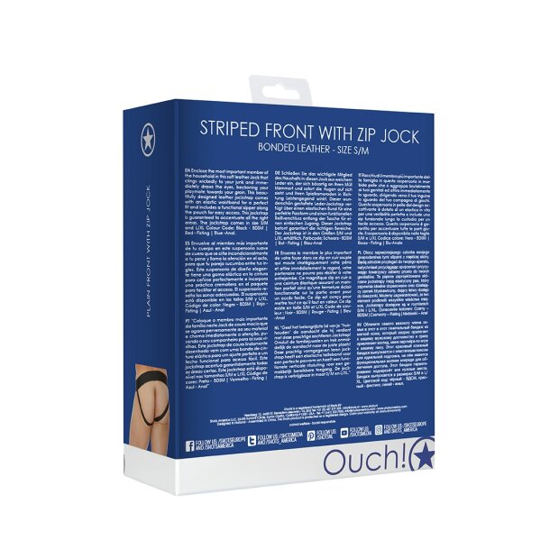 Shots Leder Slip mit Reißverschluss Jock blau S/M - L/XL
