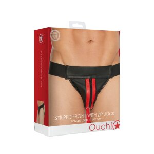 Shots Leder Slip mit Reißverschluss Jock rot S/M -...