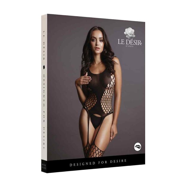 Fence Net Suspender Bodystocking Black Onesize - Queensize