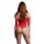 Crotchless Rhinestone Teddy - Red Onesize - Queensize
