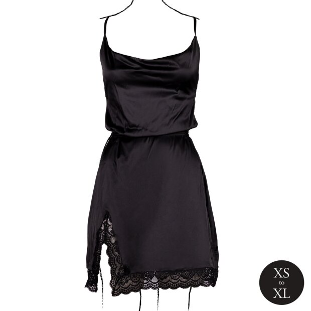 Le Désir Open Back Silk Dress with Criss Cross Details and Slit Black Onesize - Queensize