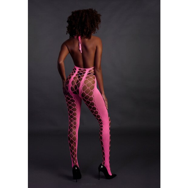 Shots Ouch! UV-Neon Bodystocking pink Onesize - Queensize