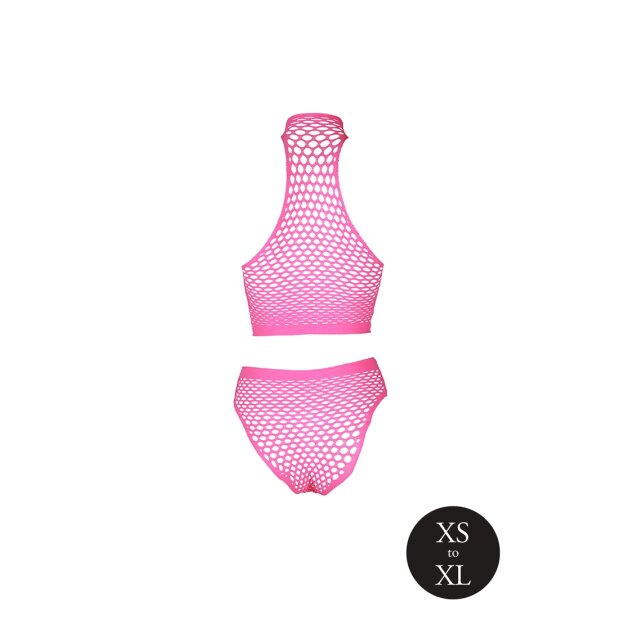 Shots Ouch! UV-Neon Crop Tank Top und Slip mit hoher Taille pink Onesize - Queensize