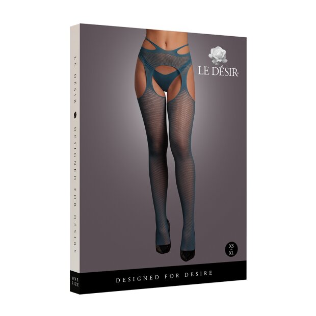 Suspender Pantyhose with Strappy Waist Blue Onesize - Queensize