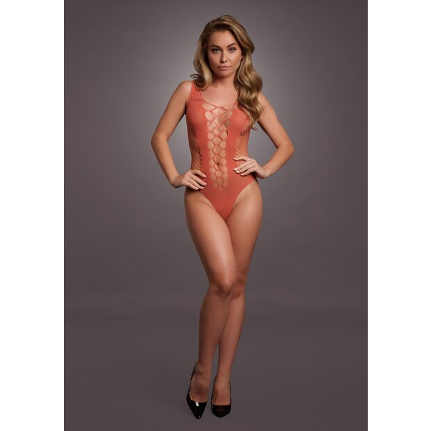 V-Neck Teddy with Opaque Panels Red Onesize - Queensize