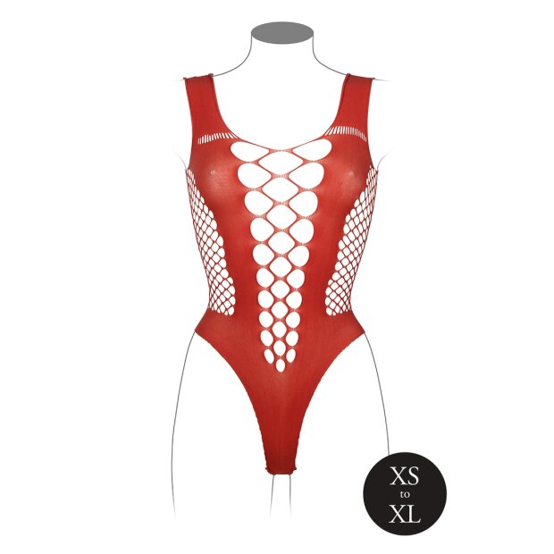 V-Neck Teddy with Opaque Panels Red Onesize - Queensize