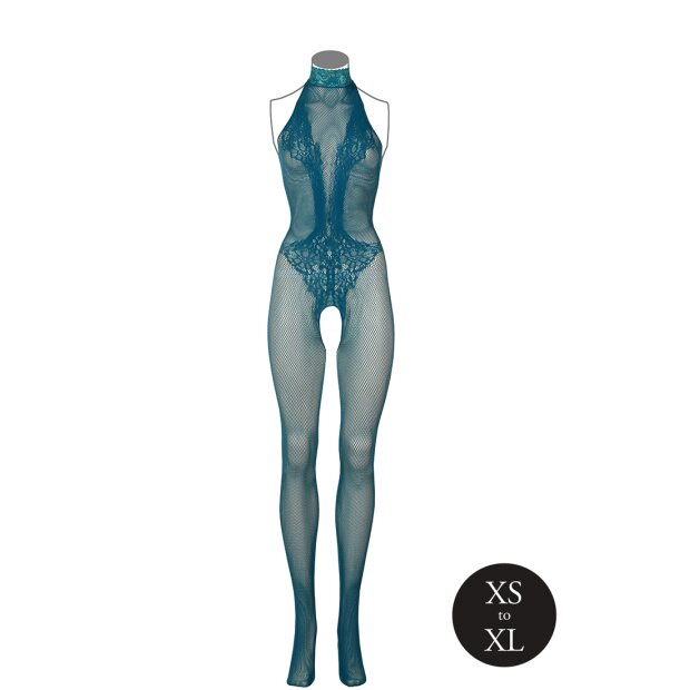 Fishnet and Lace Bodystocking Blue Onesize - Queensize