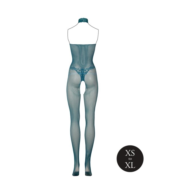 Fishnet and Lace Bodystocking Blue Onesize - Queensize