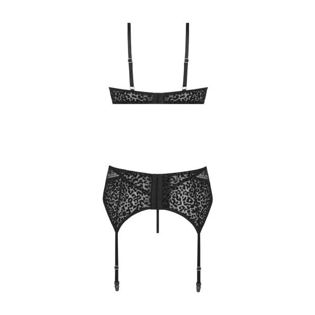 Christine 3 pc Lingerie-set Sanne -black animal S - XL