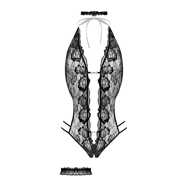 Christine Open crotch Body-Set Renee - black S/M - L/XL