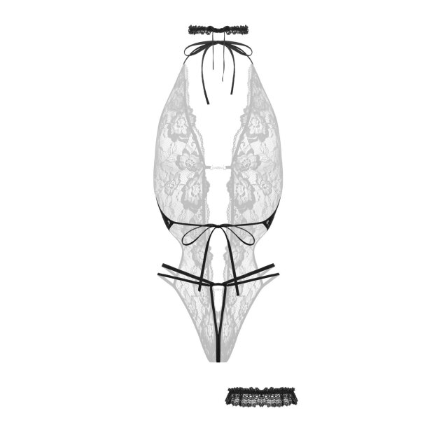 Christine Open crotch Body-Set Renee - black S/M - L/XL