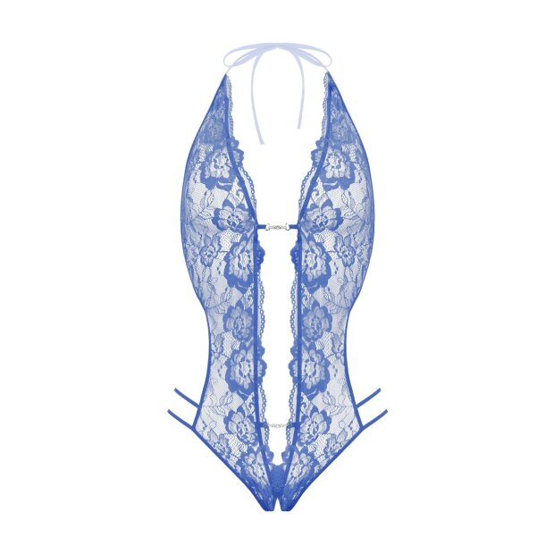 Christine Lace open crotch body Renee- blue - S/M - L/XL