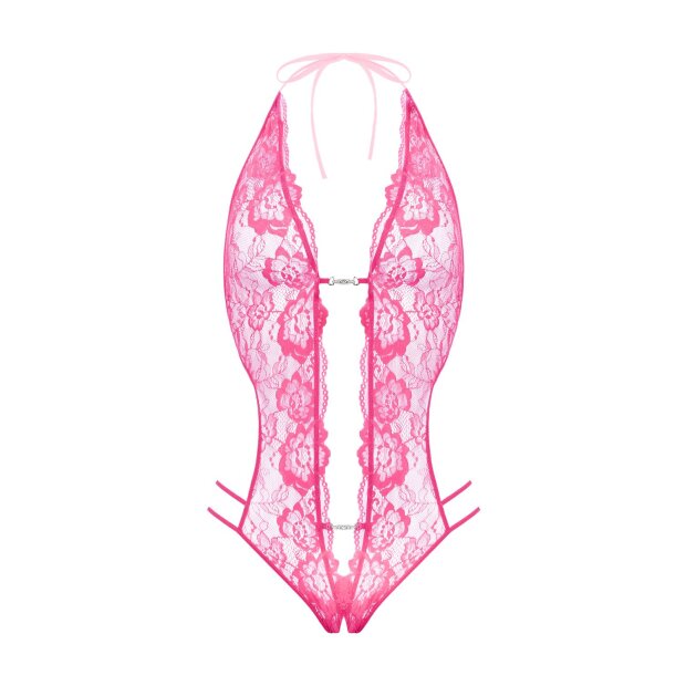 Christine Lace open crotch body Renee- pink - S/M - L/XL