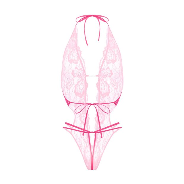 Christine Lace open crotch body Renee- pink - S/M - L/XL