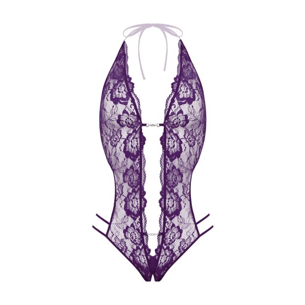 Christine Lace open crotch body Renee- purple S/M - L/XL