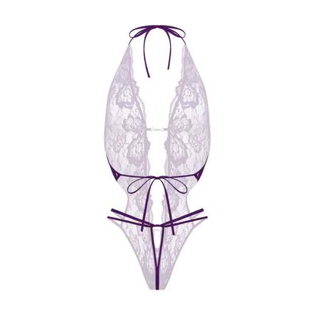 Christine Lace open crotch body Renee- purple S/M - L/XL