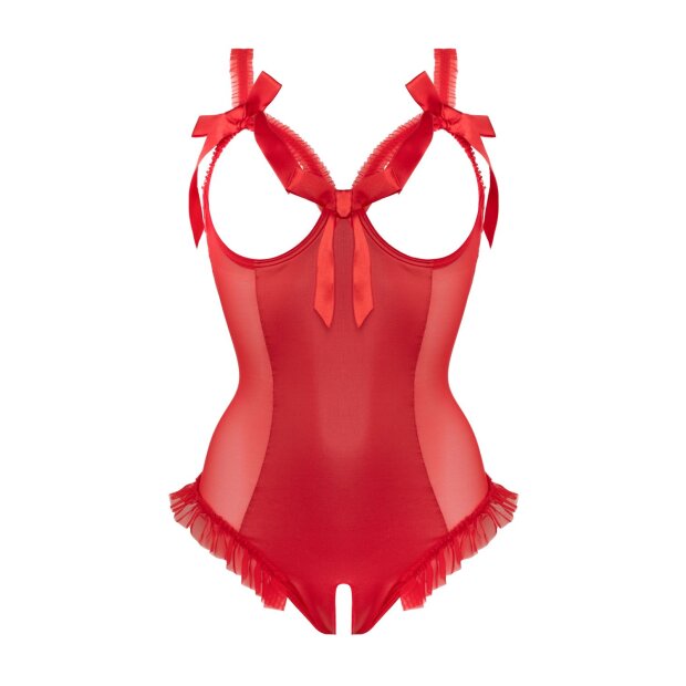 Christine Wetlook Body with open crotch/cups Mistique red S/M - L/XL